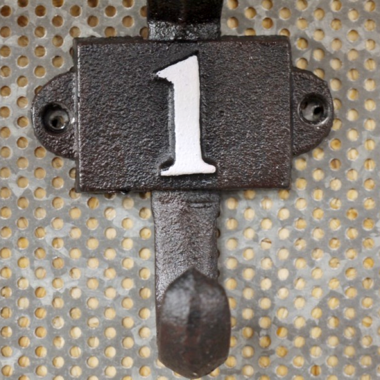 Close-up of the White Painted Number 1