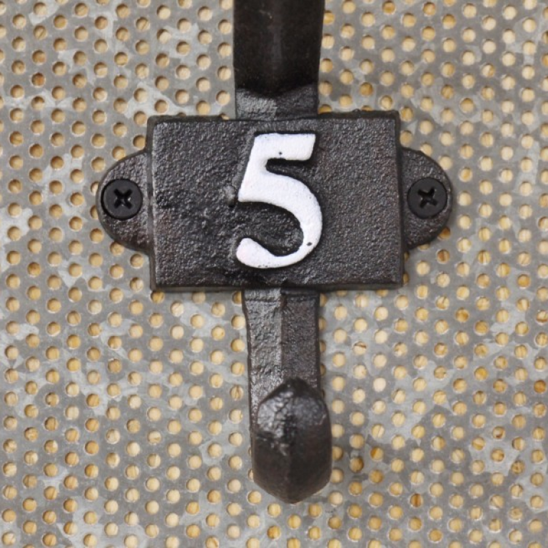 Close-up of the White Painted Number 5