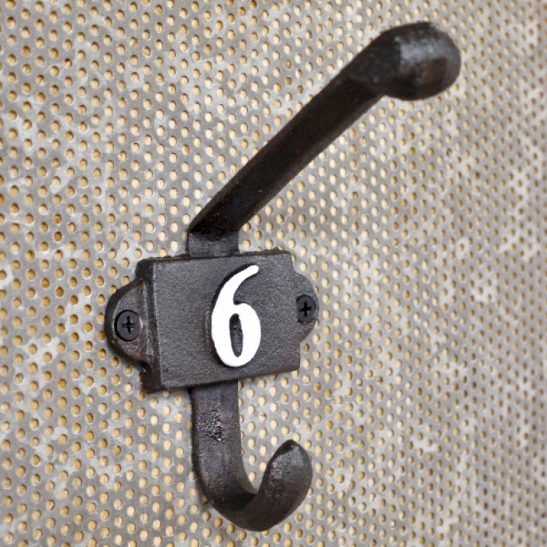 Cast Iron Coat Hook with the Number 6
