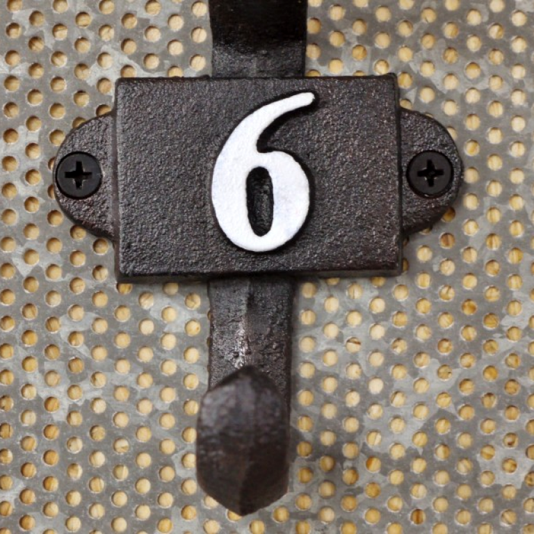 Close-up of the White Painted Number 6