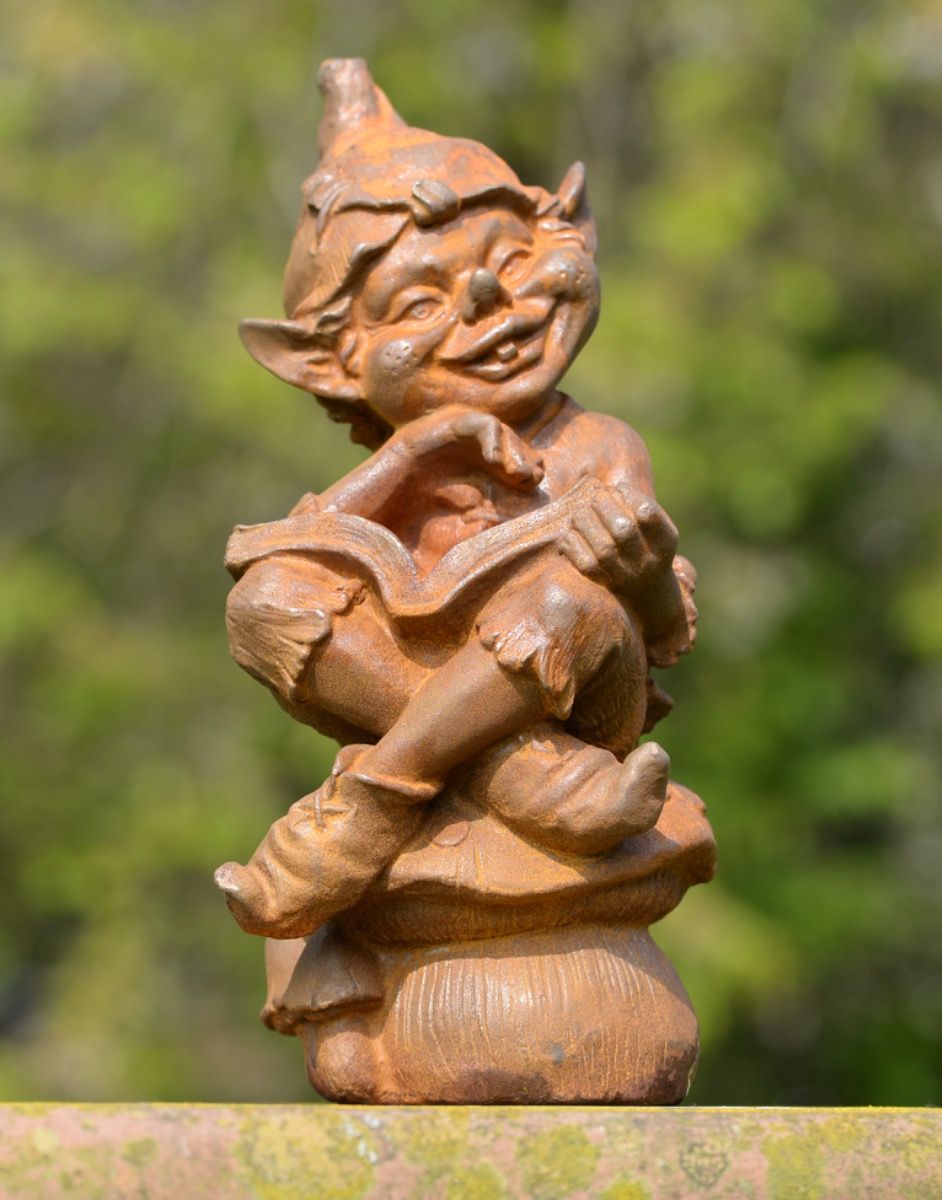 Cast Iron Cheeky Elf Garden Sculpture