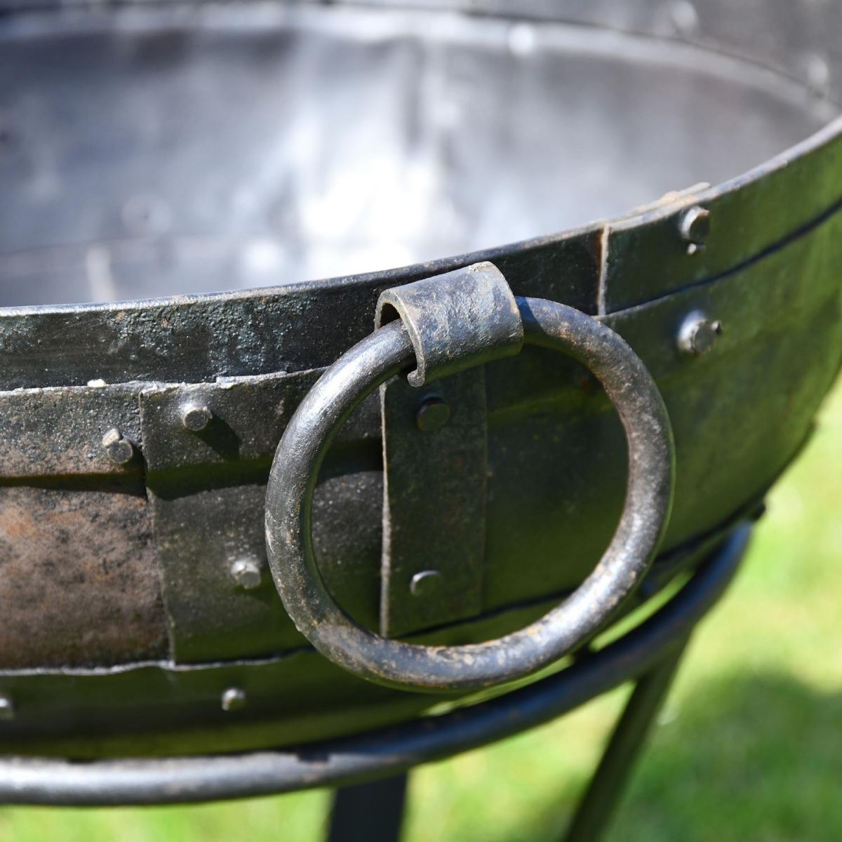 Close-up of the Ring Drop Handles on the Side of the Kadai Bowl