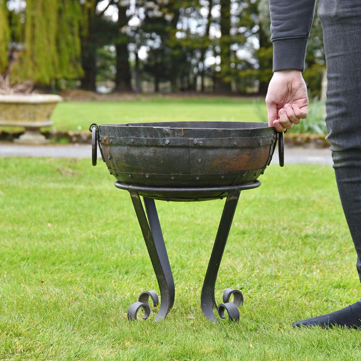 40cm Iron Kadai Fire Bowl to Scale