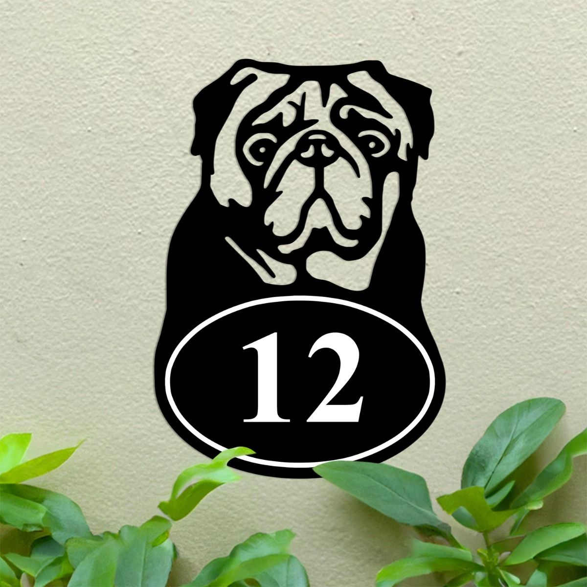 Pug Iron House Number Sign