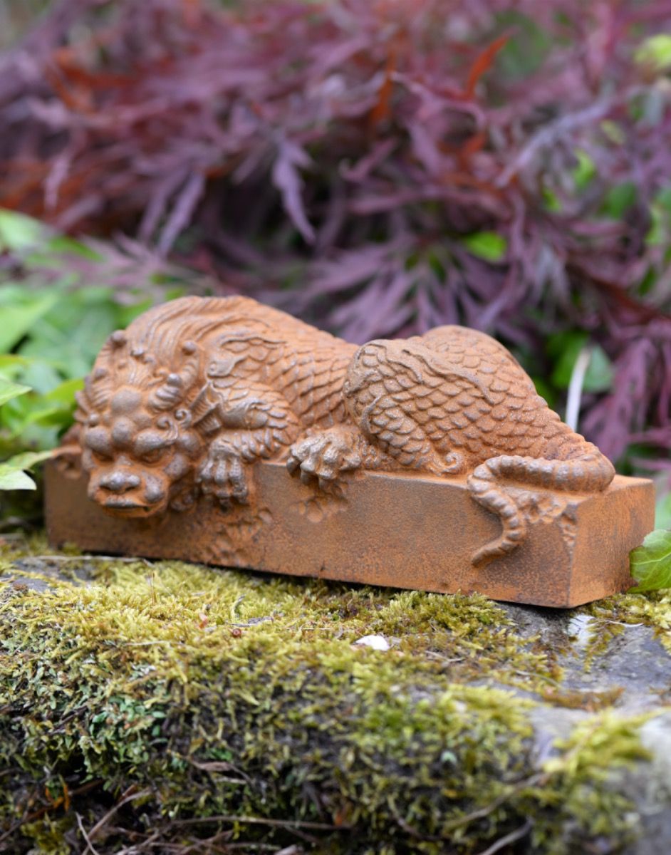 Cast Iron Sleeping Dragon Garden Statue