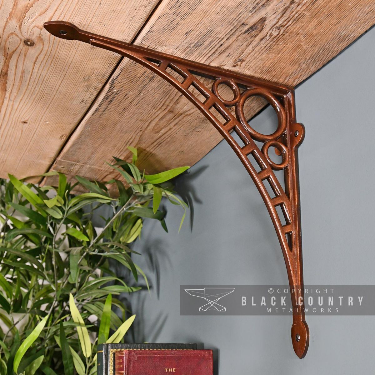 Antique Copper Finish Shelf Bracket With an "Ironbridge" Design