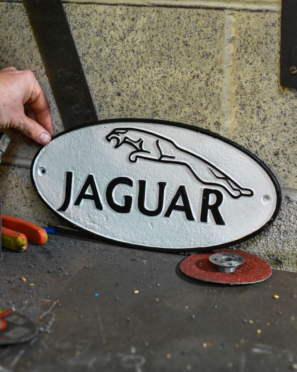 "Jaguar" Cast Iron Automobilia Reproduction Sign - Scale