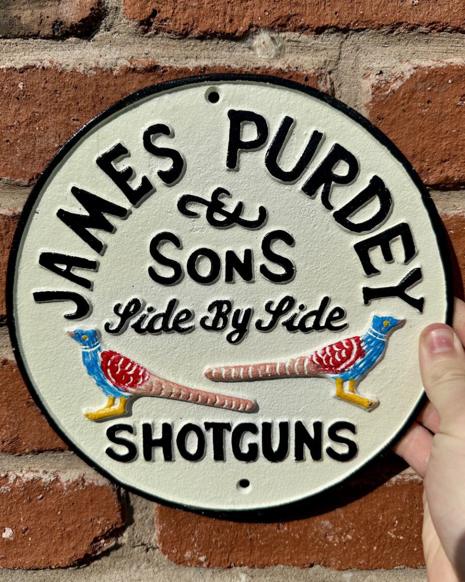 Cast Iron James Purdey Shotgun Wall Sign