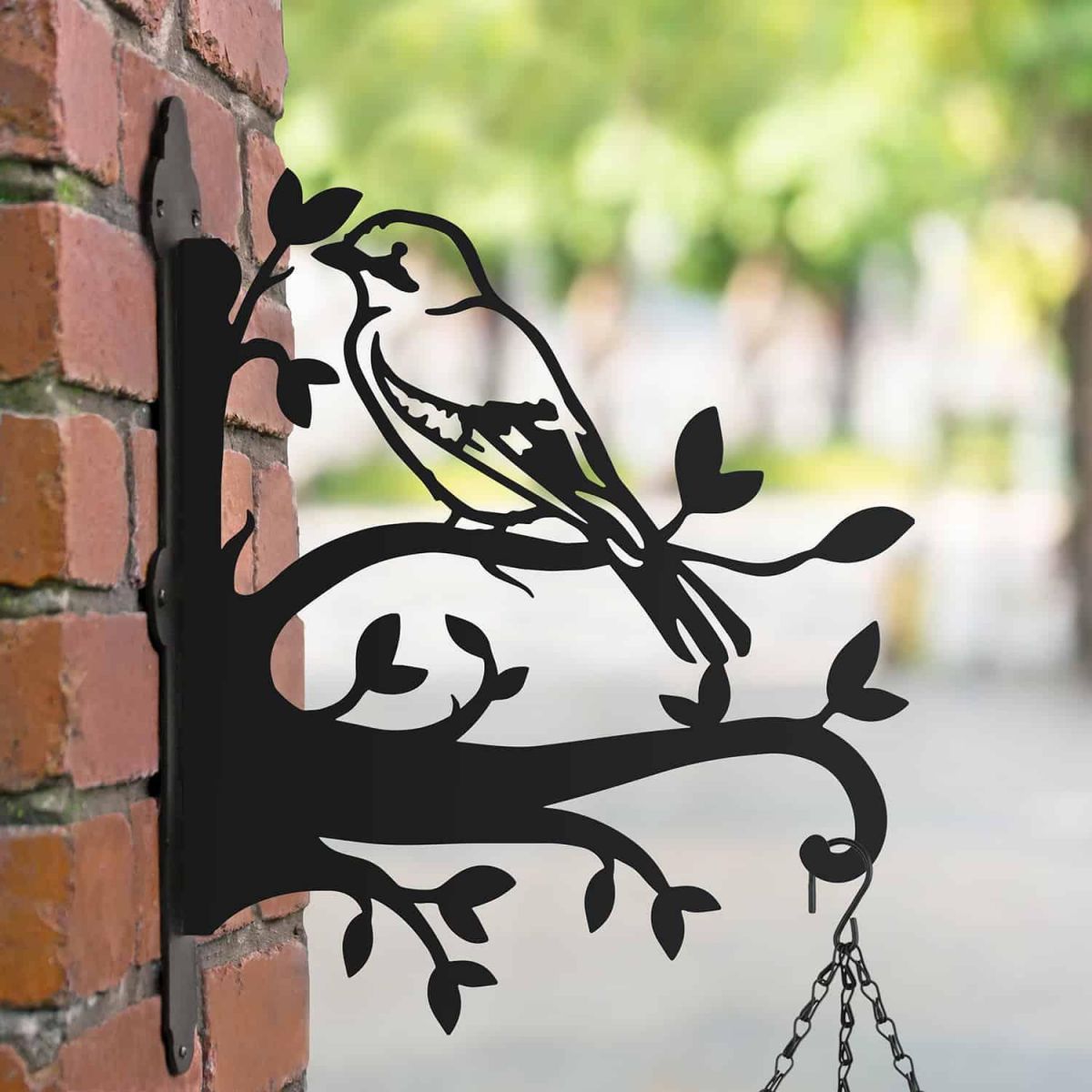 Steel Hanging Basket Bracket with Jay on Branches Motif