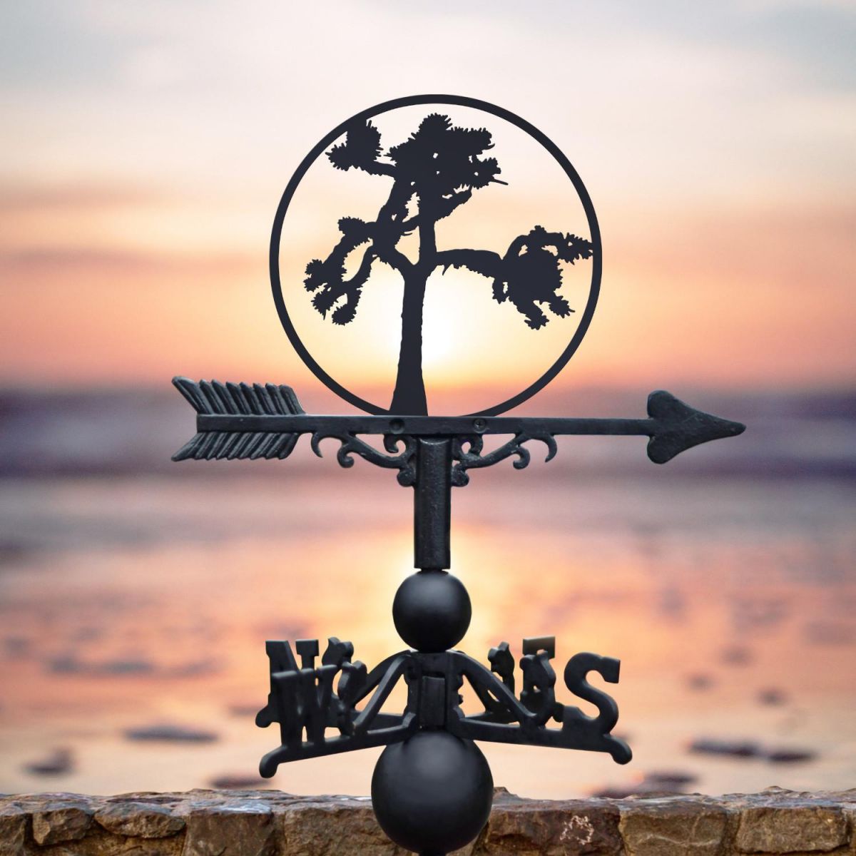 Cast Iron & Steel Weathervane with Joshua Tree Motif