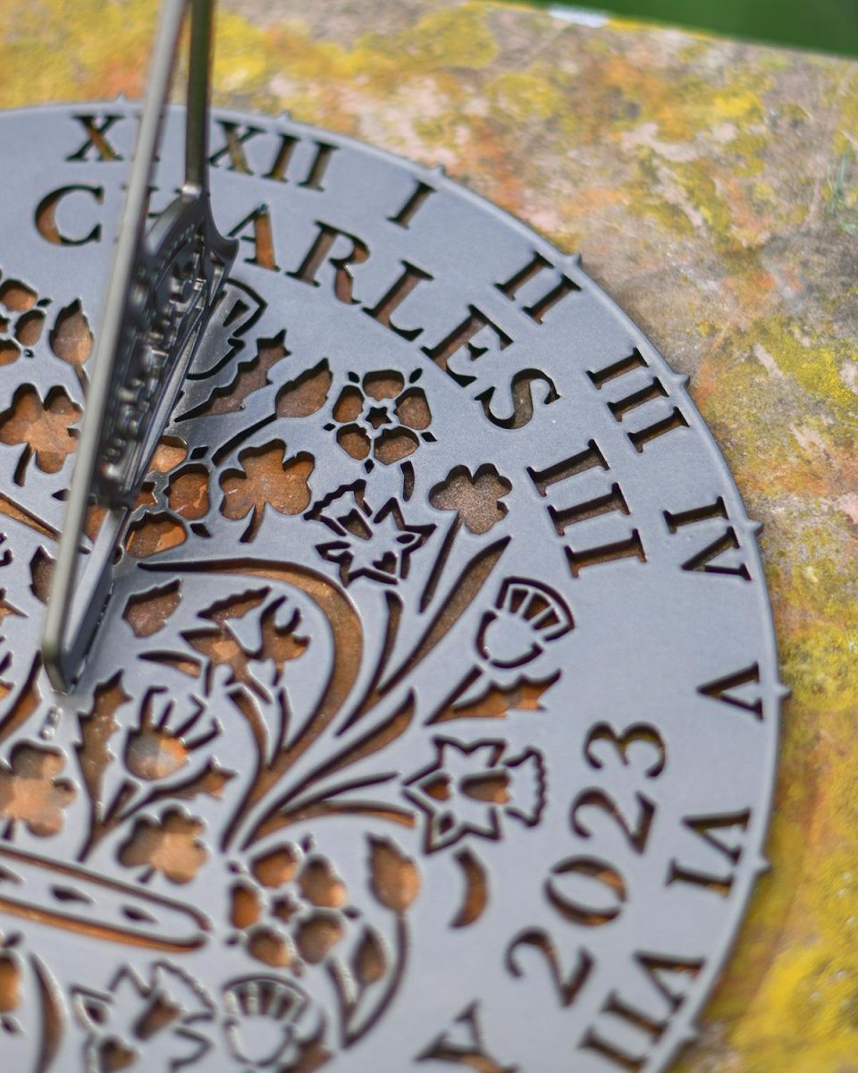 Close-up of the Text on the King Charles III Coronation Garden Sundial