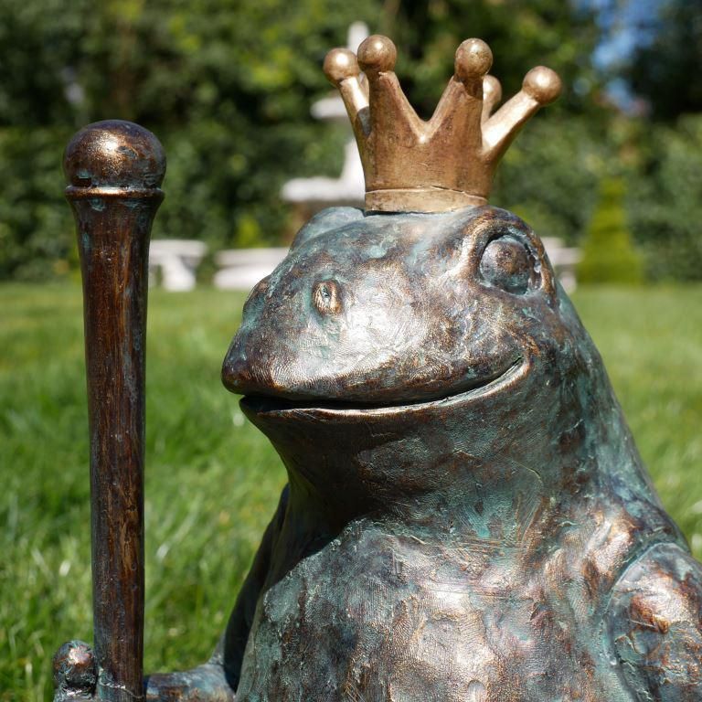 Close-up of the Face of the King Frog Garden Sculpture