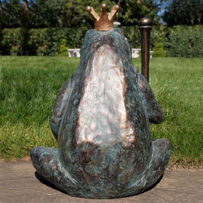 View of the Back of the King Frog Garden Sculpture