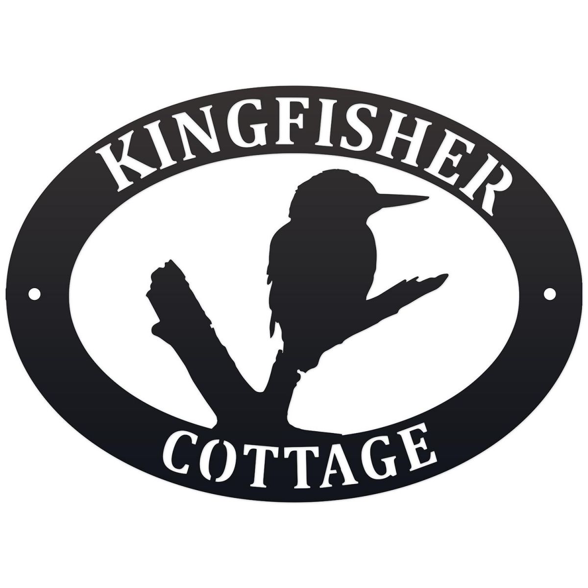 Kingfisher Iron Oval House Sign in a Black Finish