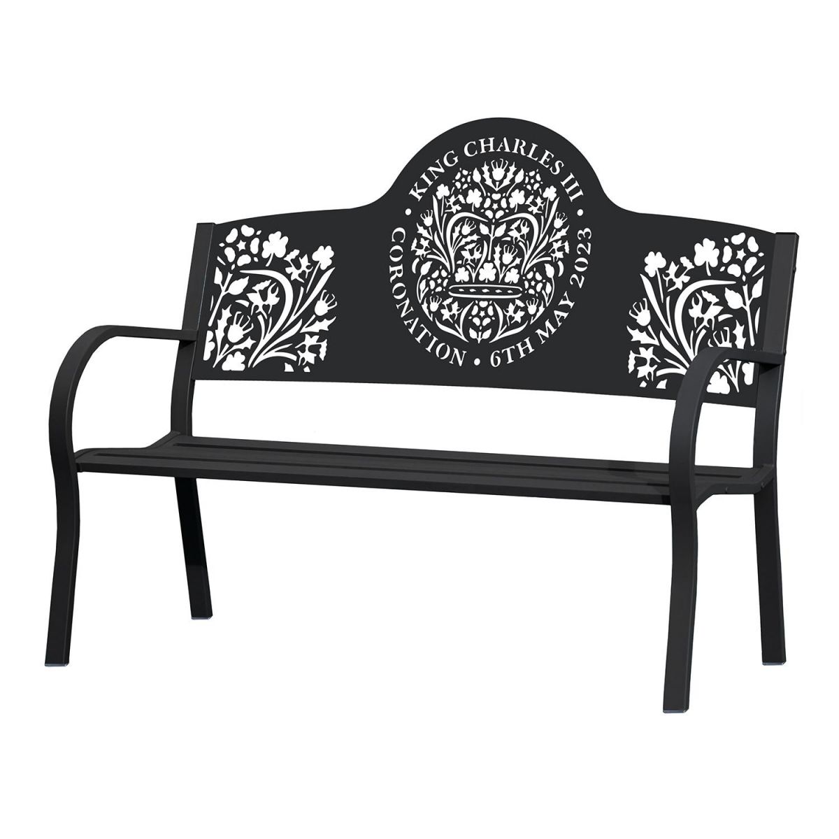 King Charles III Coronation Bench Finished in Black King Charles III Coronation Bench Finished in Black