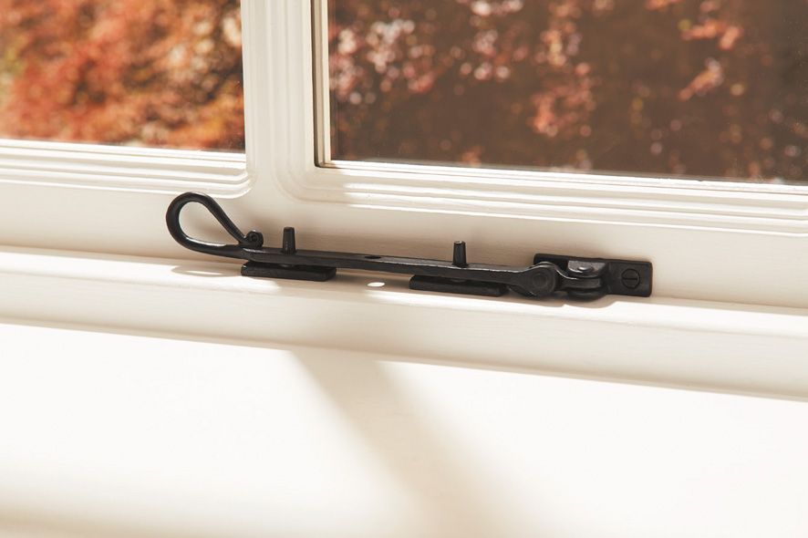 Shepherd"s Crook Casement Stay Antique Black