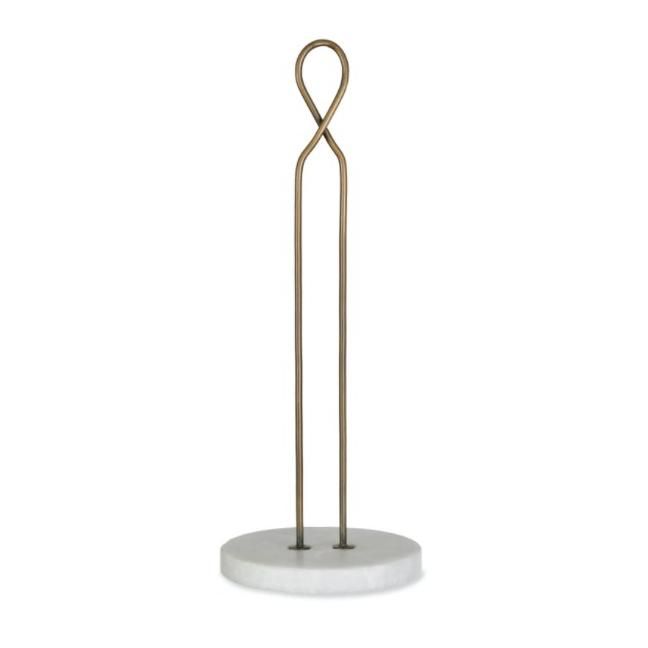 Antique Brass & Marble Kitchen Roll Holder