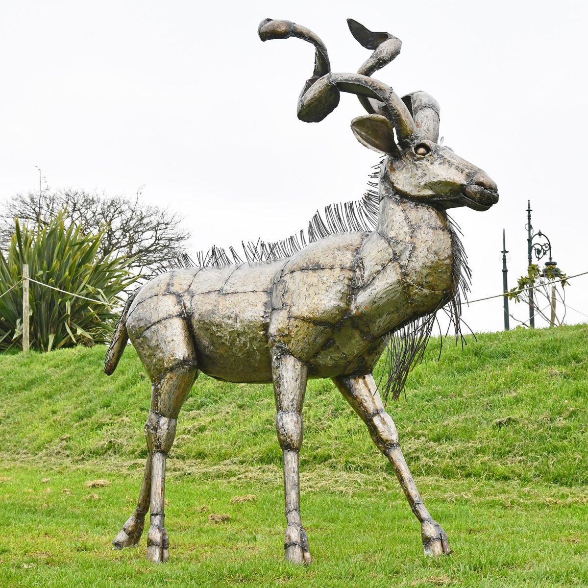 Kudu Recycled Metal Sculpture in Situ in the Garden