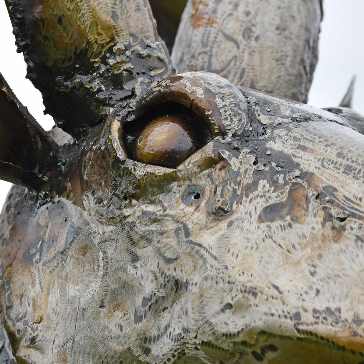 Clos-up of the Head of the Kudu Recycled Metal Sculpture