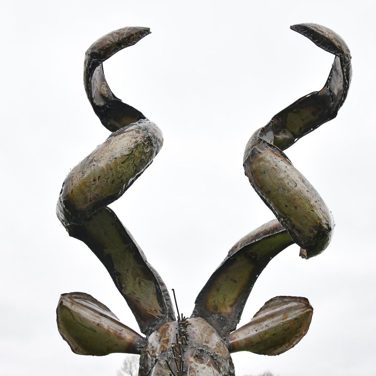 Antlers on the Top of the Kudu Recycled Metal Sculpture