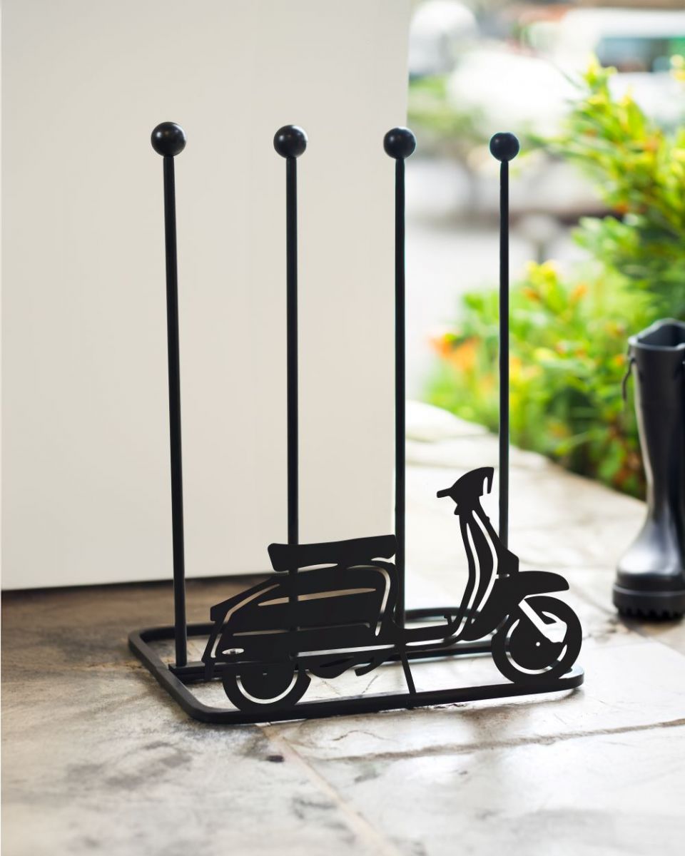 Black Steel boot rack with Lambretta Scooter Silhouette