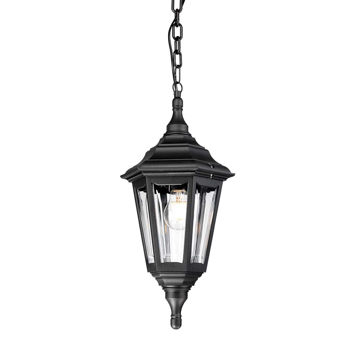 Lambton Traditional Hanging Chain Lantern in Midnight Black
