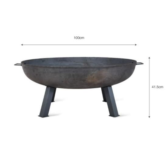Raw Metal Fire Pit & Log Burner - 100cm Measurements Raw Metal Fire Pit & Log Burner - 100cm Measurements