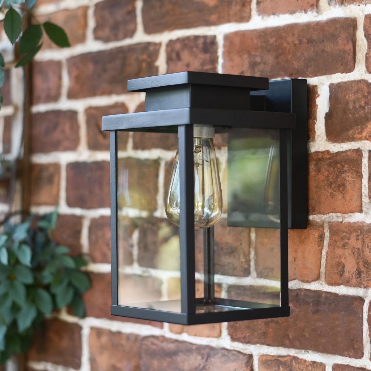 Large Black Contemporary "Quadrant" Outdoor Top Fix Wall Light