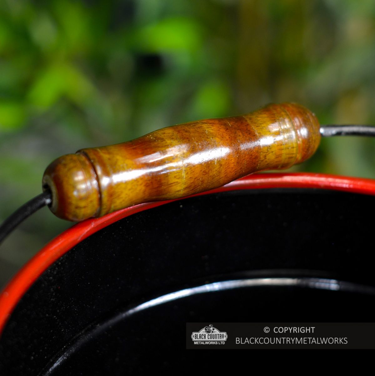 close-up of the Wooden Handle on the Bucket close-up of the Wooden Handle on the Bucket