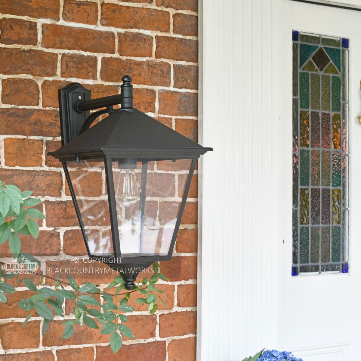 "Brooksby" Large Black Simplistic Suspended Victorian Wall Lantern "Brooksby" Large Black Simplistic Suspended Victorian Wall Lantern