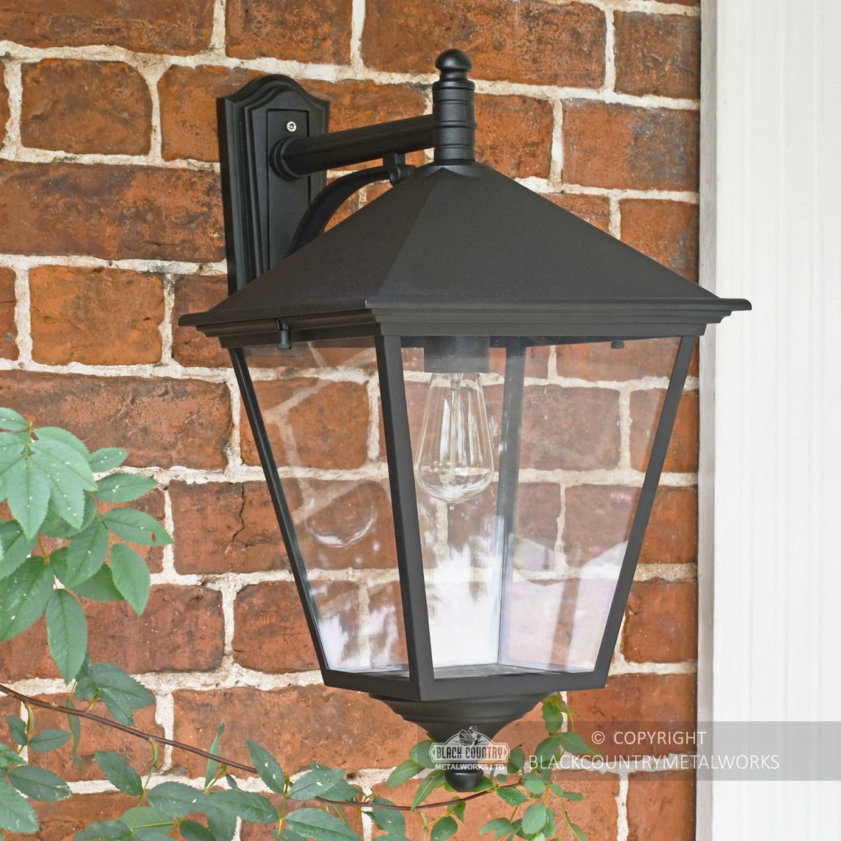 "Brooksby" Large Black Simplistic Suspended Victorian Wall Lantern "Brooksby" Large Black Simplistic Suspended Victorian Wall Lantern