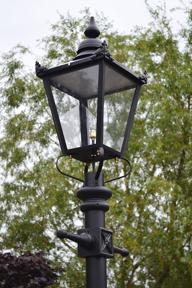 Black Victorian Lantern on Cast Iron Lamp Post 