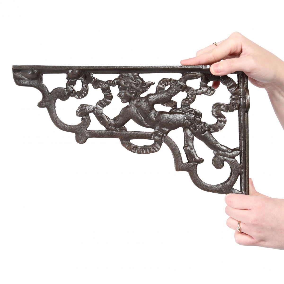 Large Cherub Iron Shelf Bracket to Scale