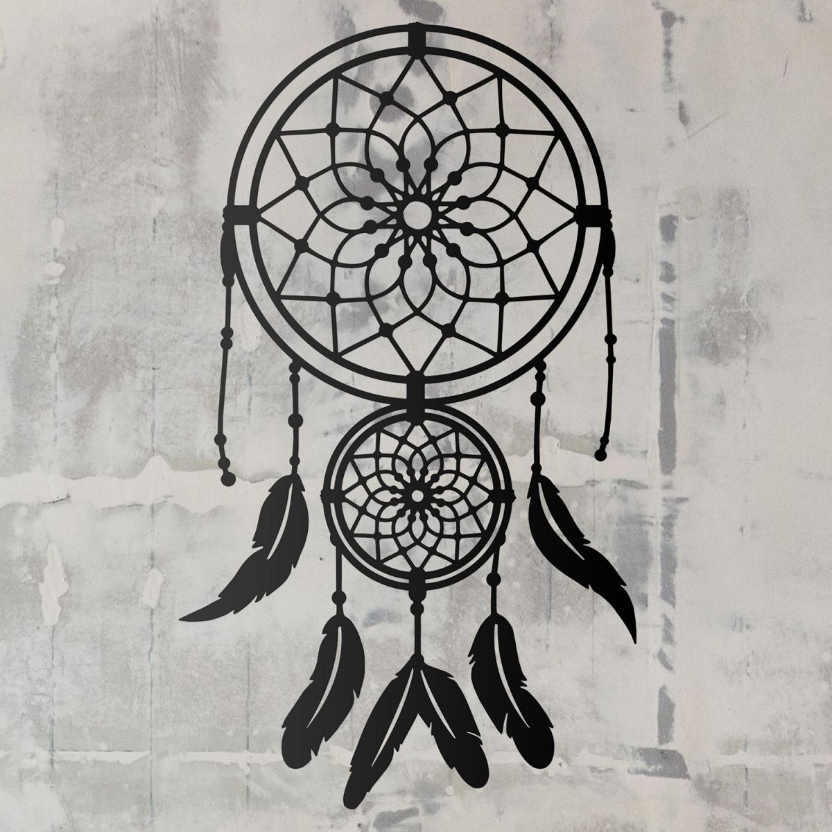 Dream Catcher Steel Wall Art on a Rustic Wall Dream Catcher Steel Wall Art on a Rustic Wall