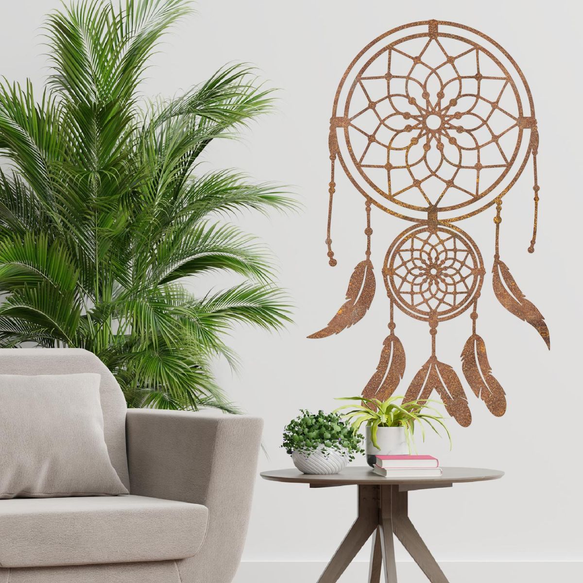 Dream Catcher Steel Wall Art in the Living Room Dream Catcher Steel Wall Art in the Living Room