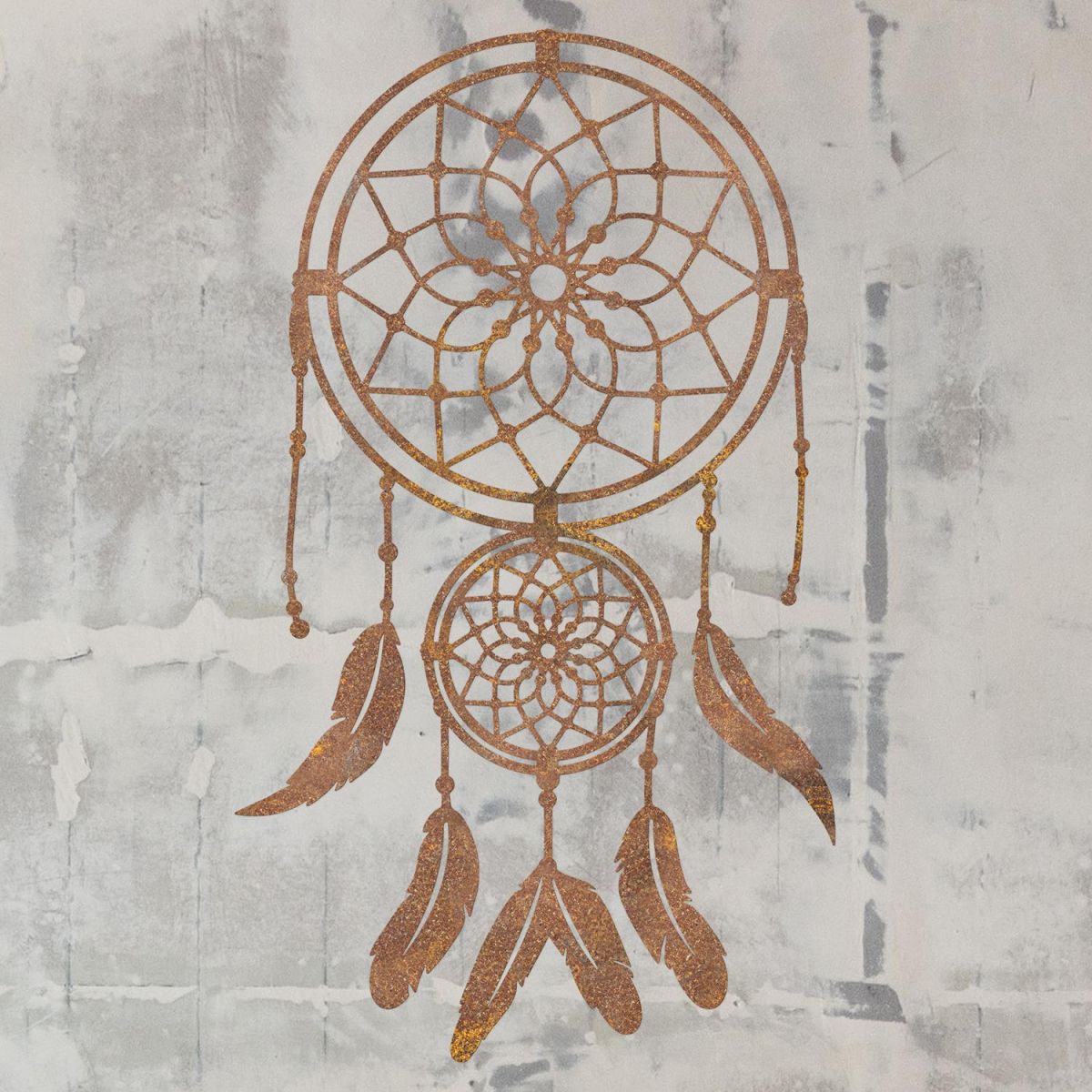 Dream Catcher Steel Wall Art on a Rustic Wall Dream Catcher Steel Wall Art on a Rustic Wall