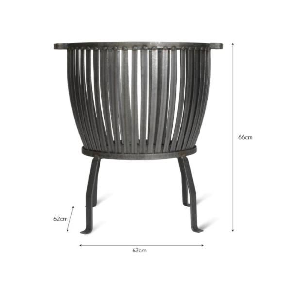 Steel Fire Basket & Four-Legged Stand - 60cm Measurements