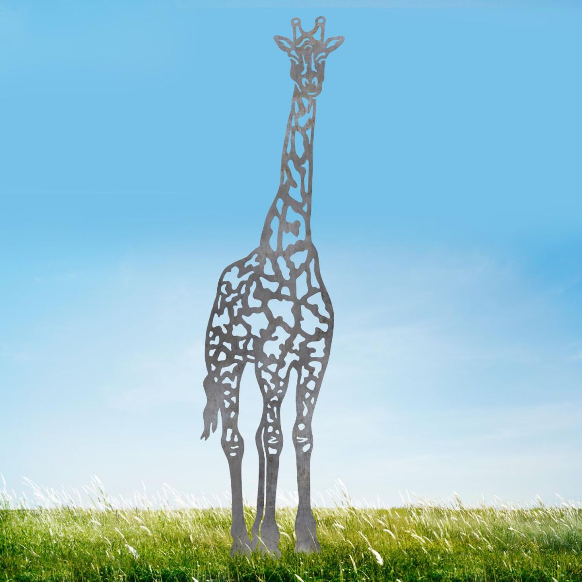 Natural Steel Giraffe Silhouette