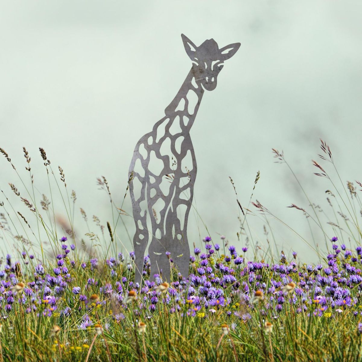 Natural Steel Baby Giraffe Silhouette in Situ