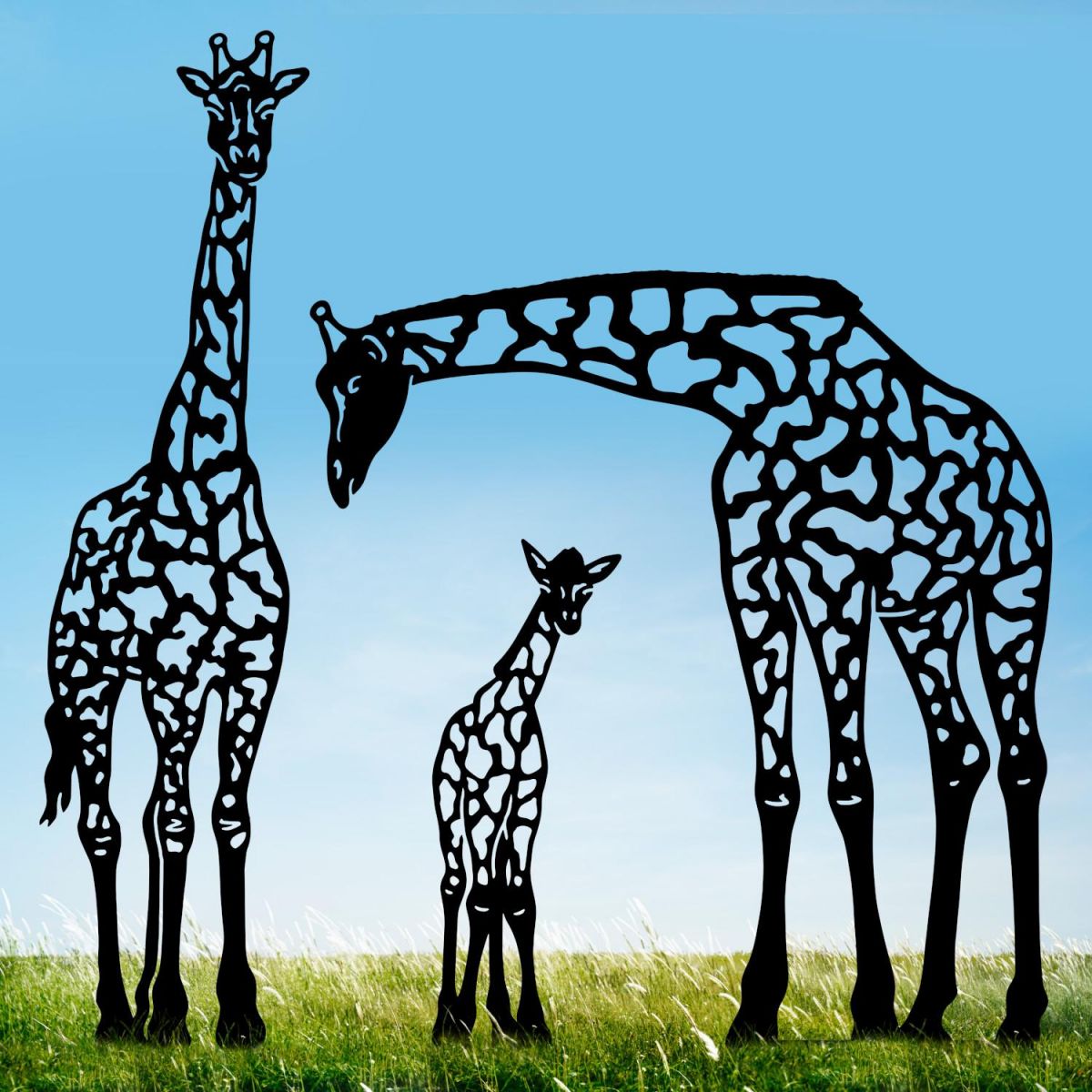 Black Giraffe Family Silhouette