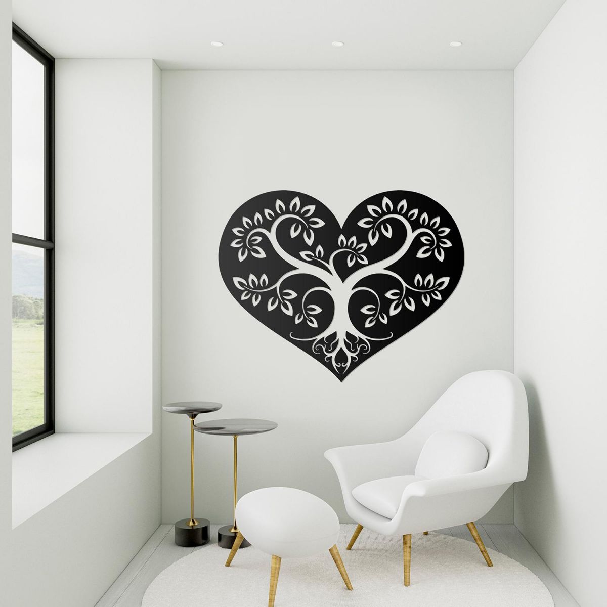Tree Heart Wall Art in Situ in a Modern Sitting Room
