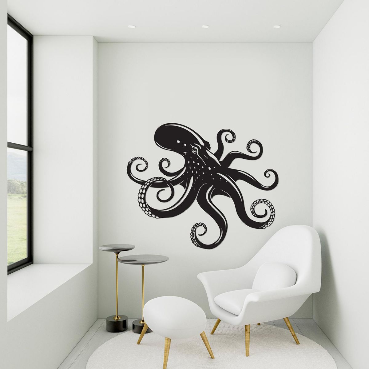 Octopus Wall Art in a Modern Sitting Room