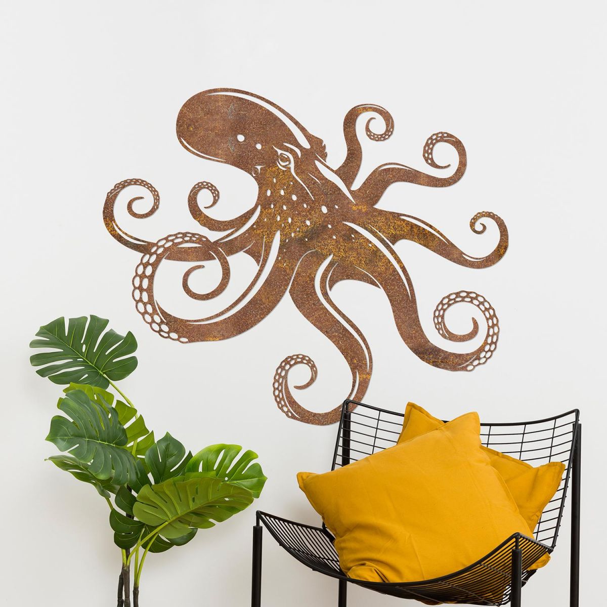 Octopus Rustic Wall Art in the Living Room