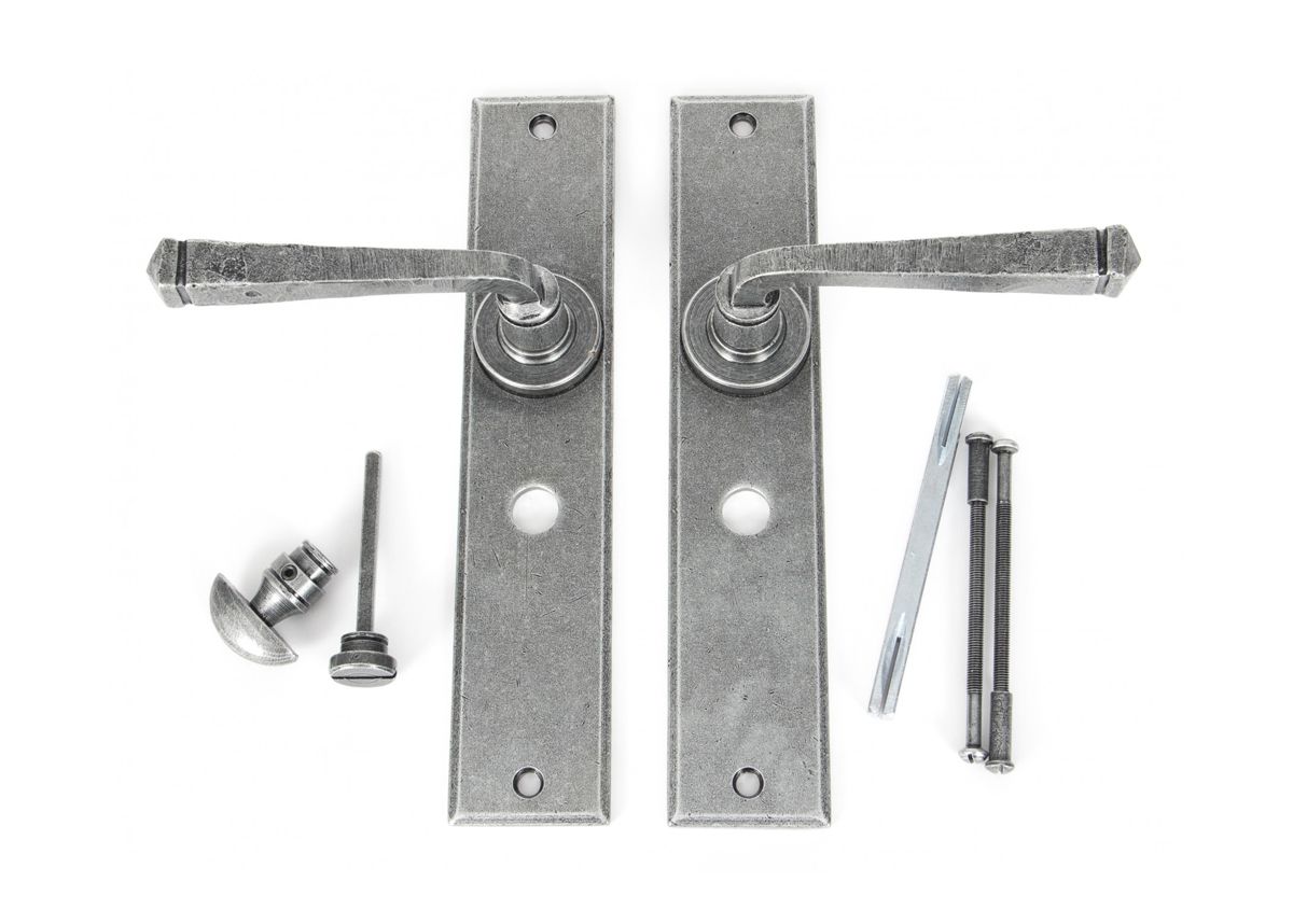 "Ravenscroft" Large Pewter Simplistic Lever Handle With Bathroom Lock