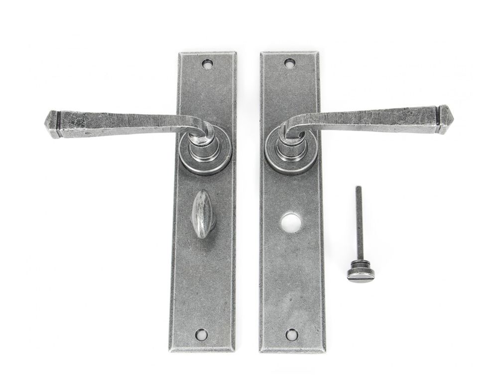 "Ravenscroft" Large Pewter Simplistic Lever Handle With Bathroom Lock