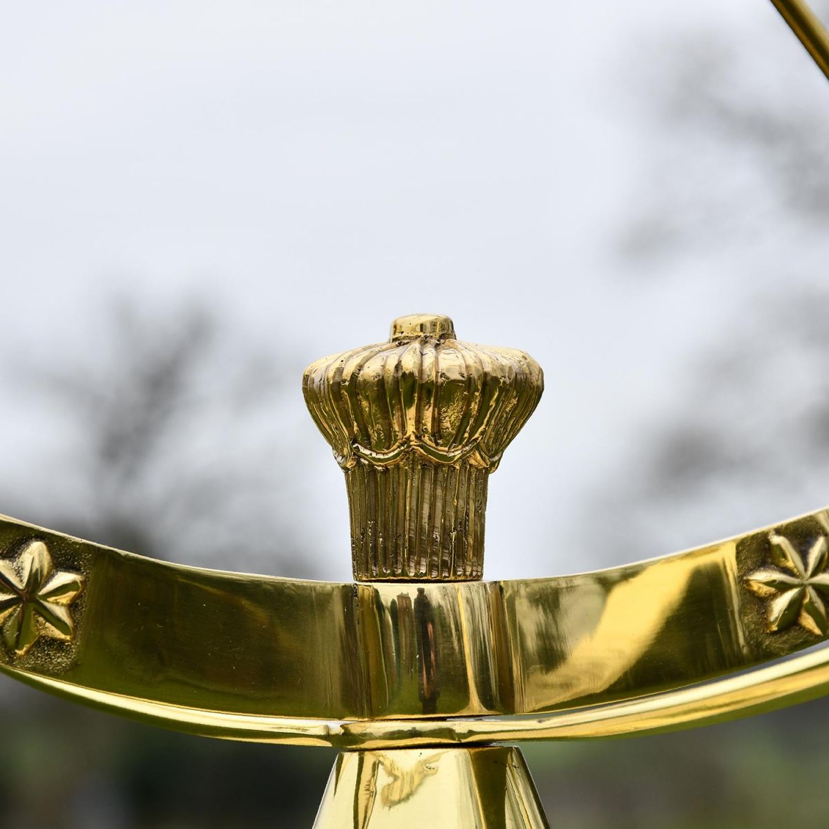 Close-up of the Polished Brass Fixings on the Serpent Armillary