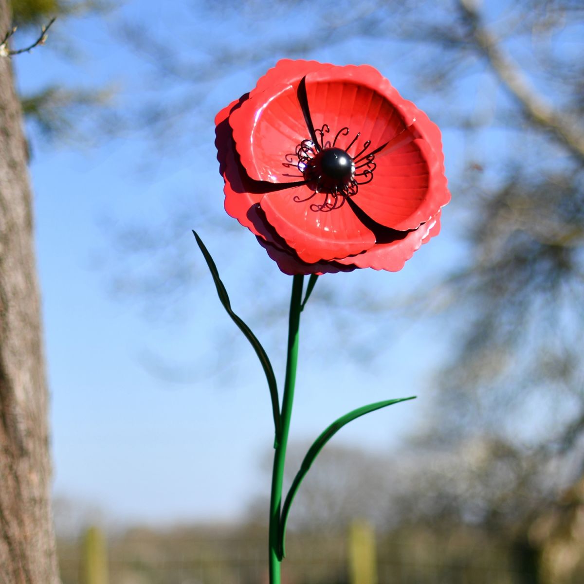 Large Red Poppy Garden Ornament