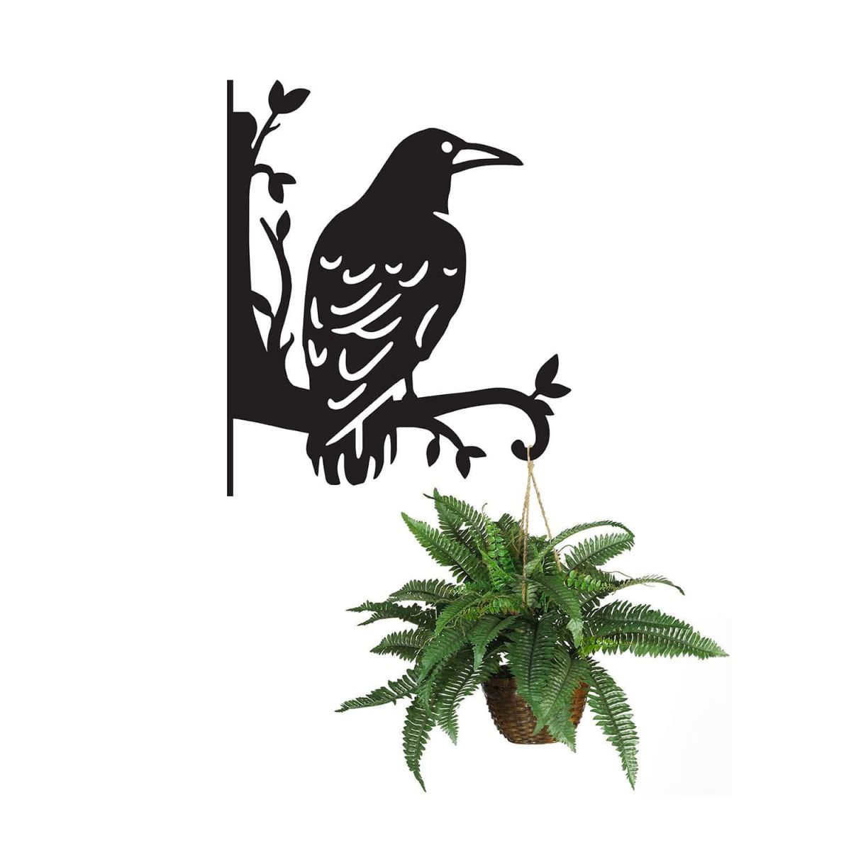 Large Rook on Branches Steel Hanging Basket Bracket with Planter