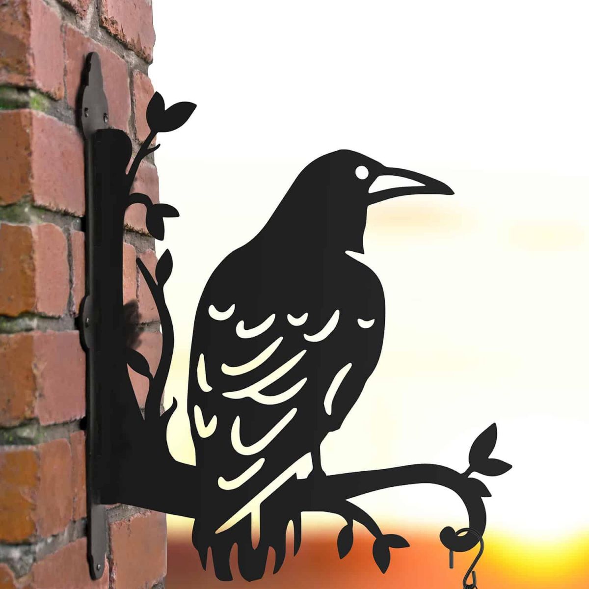 Large Rook on Branches Steel Hanging Basket Bracket