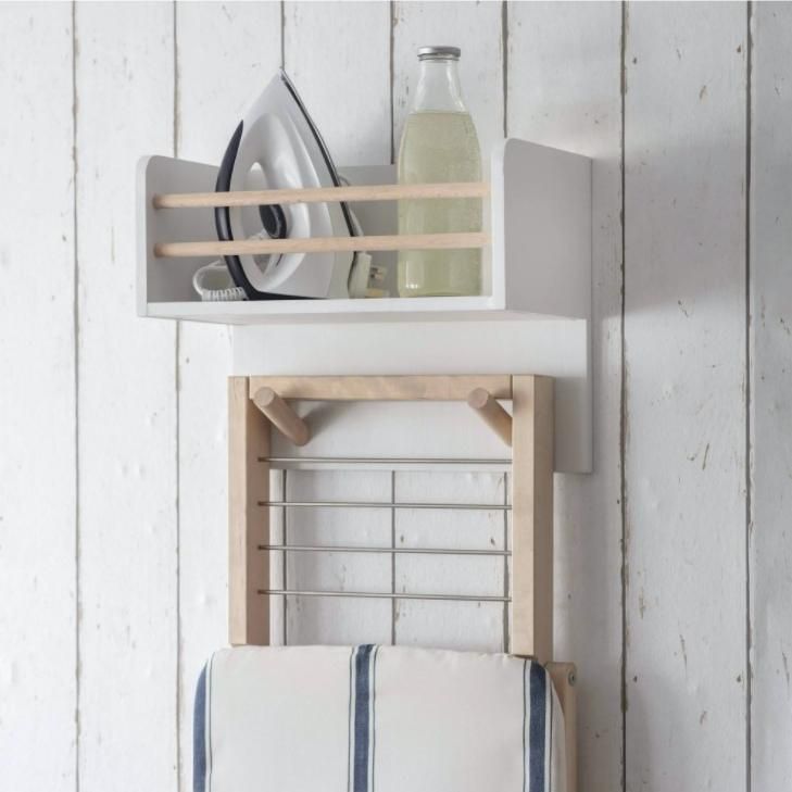 Pine & Beech Wood Multi-Purpose Ironing Shelf in Situ Pine & Beech Wood Multi-Purpose Ironing Shelf in Situ